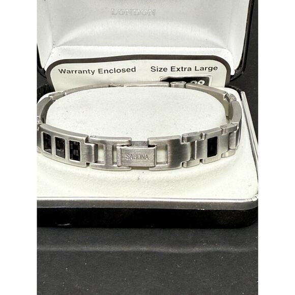 Sabona Bracelet Mens Executive Duet Matte Stainless Magnetic New Xl - Picture 4 of 7